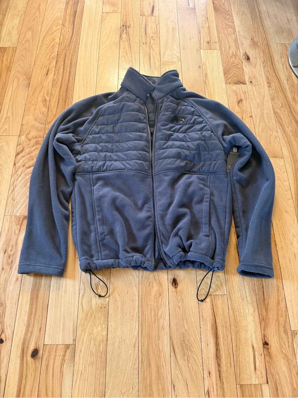 Mens Medium New Balance fleece jacket gray full zip quilted NWT